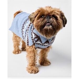 Loft Dog Sweater XL Blue Fair Isle Knit Turtleneck Pet Vest